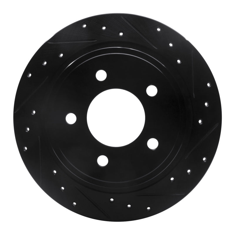 R1 04-08 Chrysler Pacifica Rear Right Drilled & Slotted Black Brake Rotor