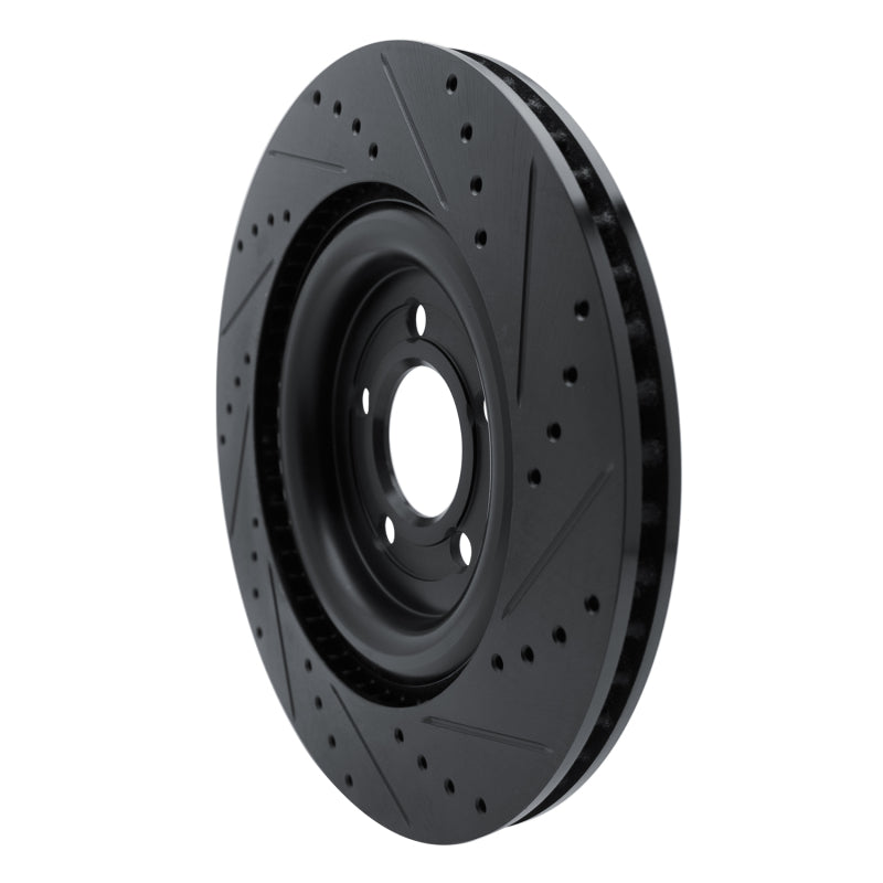 R1 20-25 Ford Explorer Rear Left Drilled & Slotted Black Brake Rotor