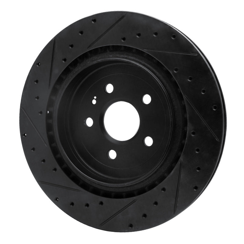 R1 09-24 Cadillac CTS Rear Right Drilled & Slotted Black Brake Rotor