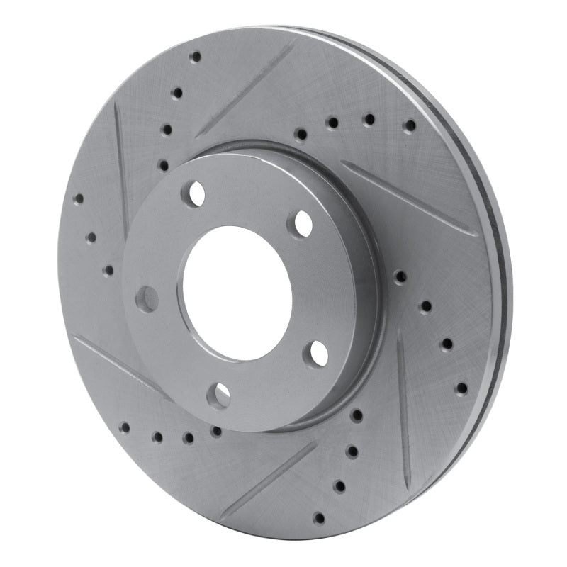 R1 04-13 Mazda 3 Front Left Drilled & Slotted Silver Brake Rotor