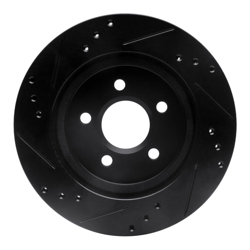 R1 00-06 Ford Thunderbird Rear Right Drilled & Slotted Black Brake Rotor