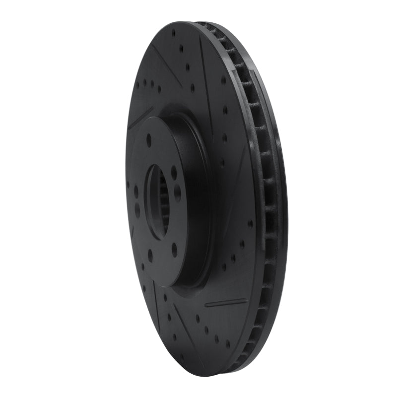 R1 07-12 Hyundai Veracruz Front Right Drilled & Slotted Black Brake Rotor