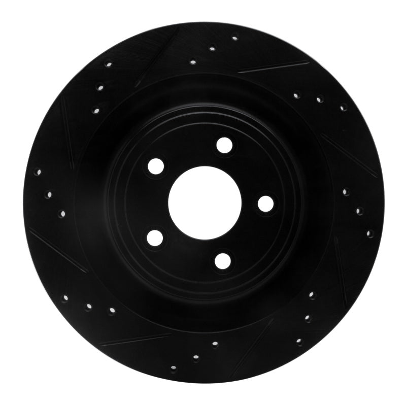R1 06-15 Jaguar Super V8 Rear Left Drilled & Slotted Black Brake Rotor