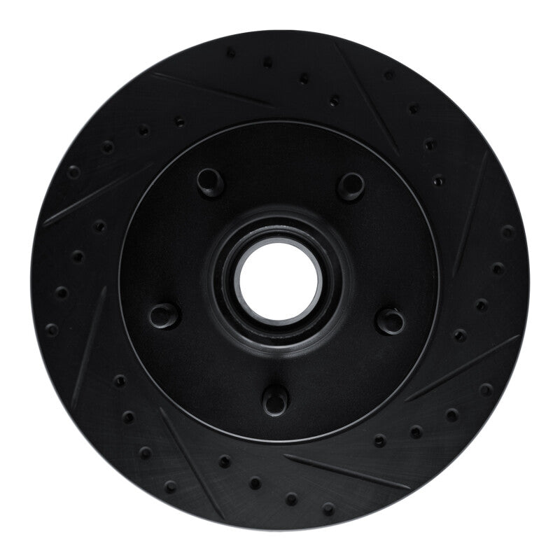 R1 90-90 Cadillac BROUGHAM Front Right Drilled & Slotted Black Brake Rotor