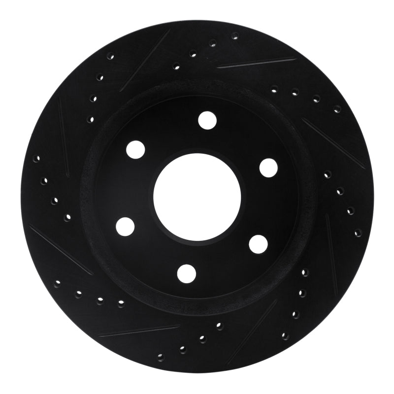 R1 2021-2025 Ford F-150 RWD Rear Right Drilled & Slotted Black Brake Rotor