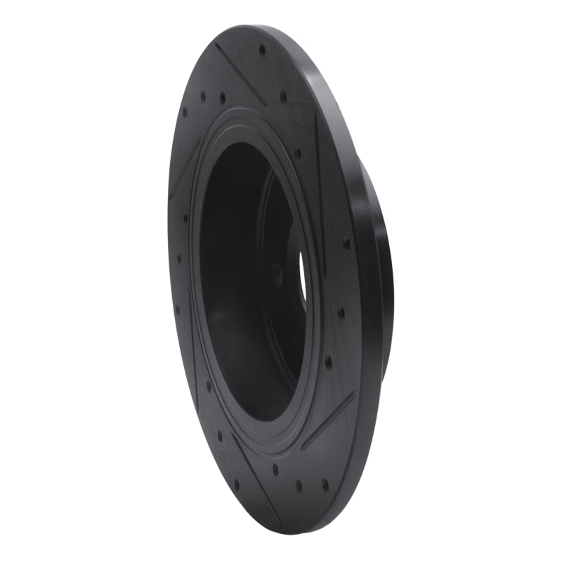 R1 06-11 Buick Lucerne Rear Left Drilled & Slotted Black Brake Rotor