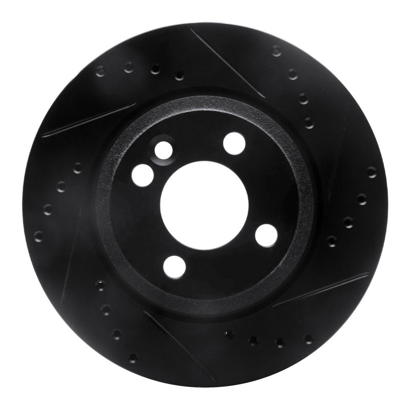 R1 02-08 Mini Cooper (Excl Clubman) Front Right Drilled & Slotted Black Brake Rotor