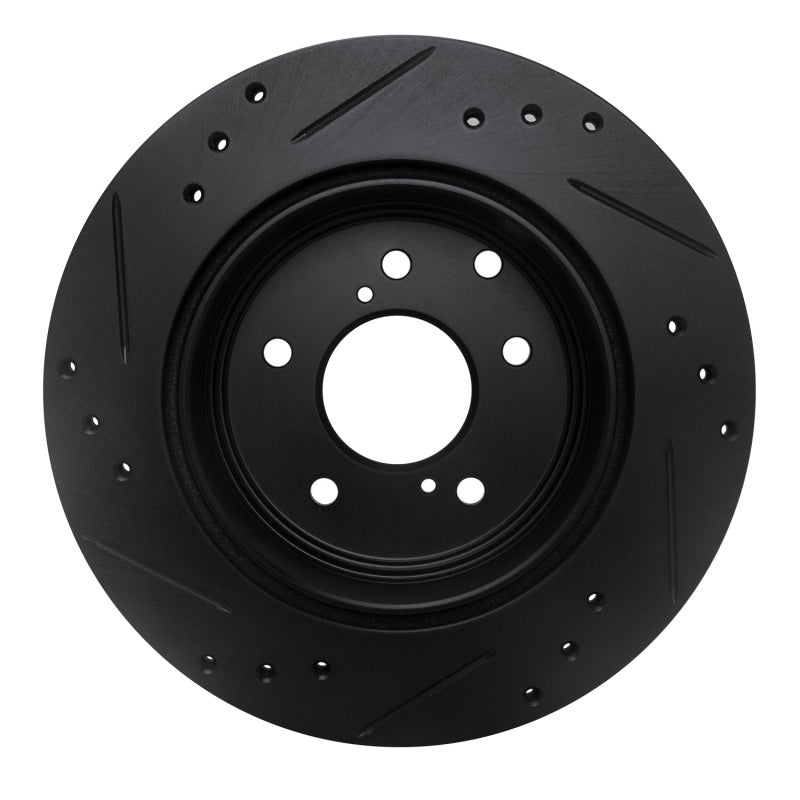 R1 89-96 Nissan 300ZX Rear Right Drilled & Slotted Black Brake Rotor