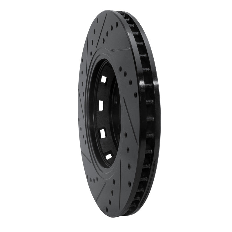 R1 09-15 Toyota Venza Front Right Drilled & Slotted Black Brake Rotor