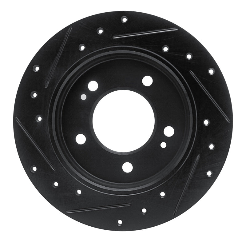R1 17-25 Hyundai Elantra Rear Right Drilled & Slotted Black Brake Rotor