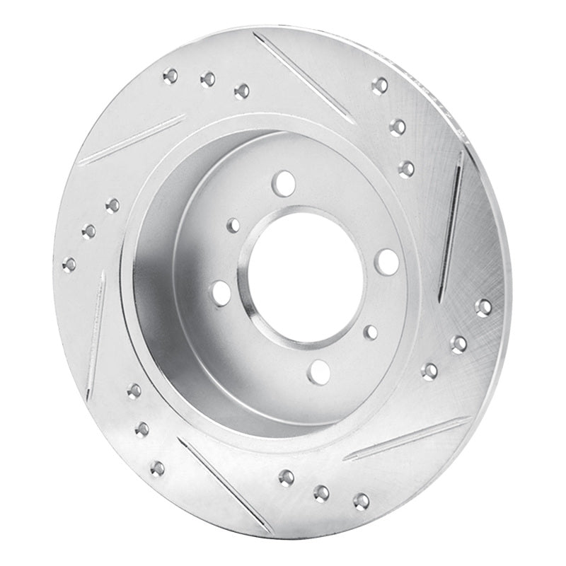R1 91-94 Nissan SENTRA Rear Left Drilled & Slotted Silver Brake Rotor