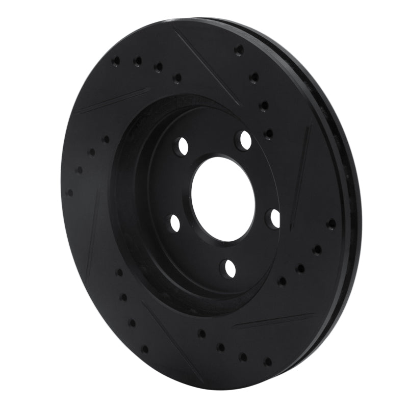 R1 86-90 Chrysler Town & Country Front Left Drilled & Slotted Black Brake Rotor