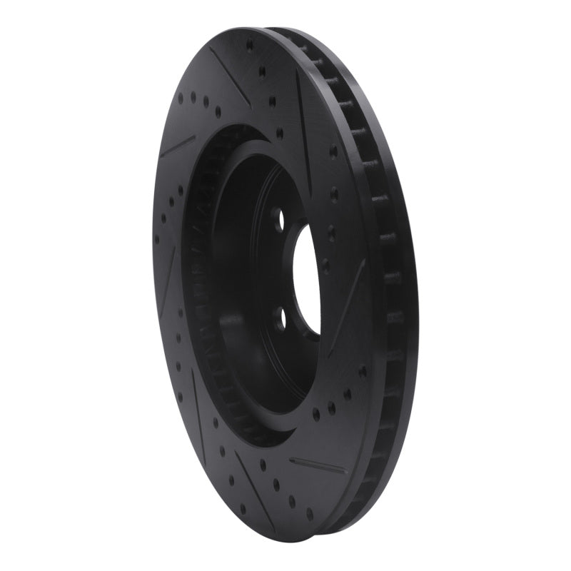 R1 05-23 Chrysler 300 Front Left Drilled & Slotted Black Brake Rotor