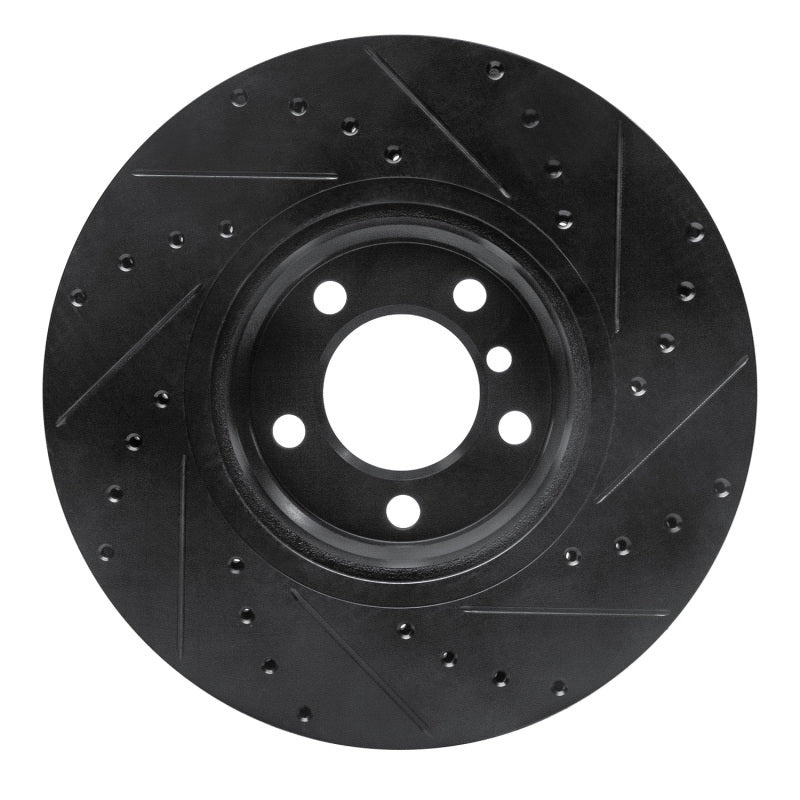R1 12-18 BMW 428I Front Right Drilled & Slotted Black Brake Rotor