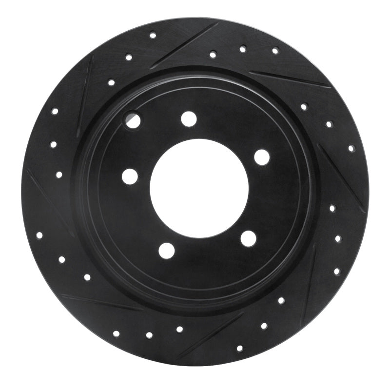 R1 07-17 Chrysler 200 Rear Left Drilled & Slotted Black Brake Rotor