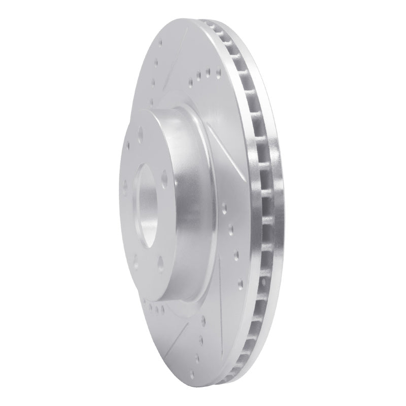 R1 14-24 Mazda 3 Front Left Drilled & Slotted Silver Brake Rotor