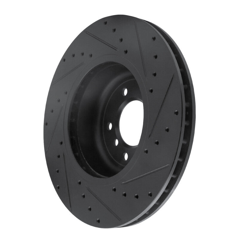 R1 11-16 BMW Z4 Front Left Drilled & Slotted Black Brake Rotor