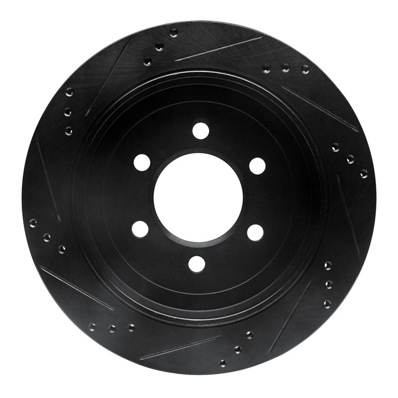R1 02-06 Ford Expedition Rear Right Drilled & Slotted Black Brake Rotor