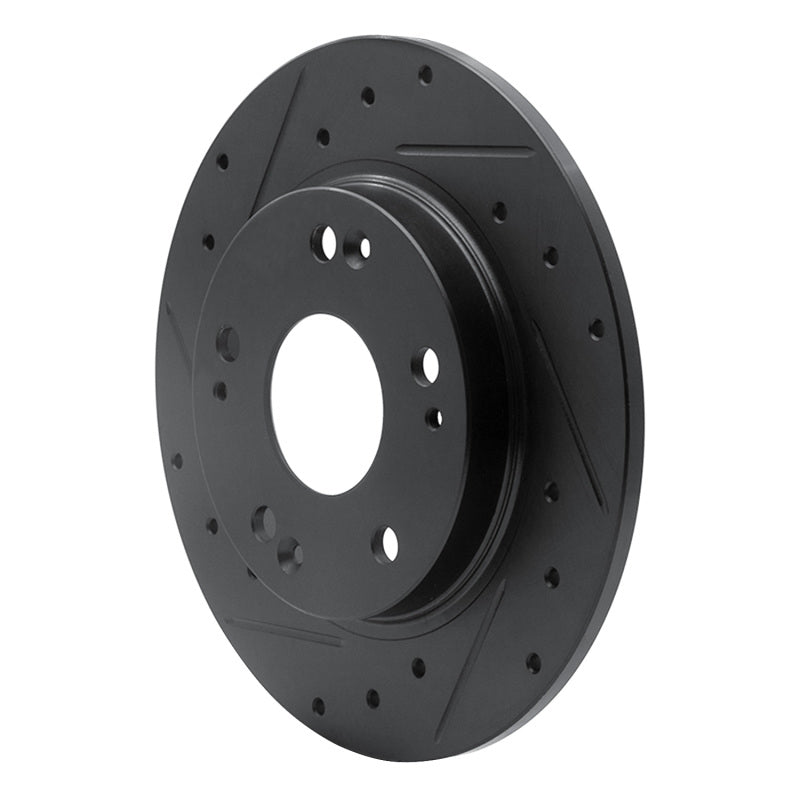 R1 11-15 Honda CR-Z Rear Left Drilled & Slotted Black Brake Rotor