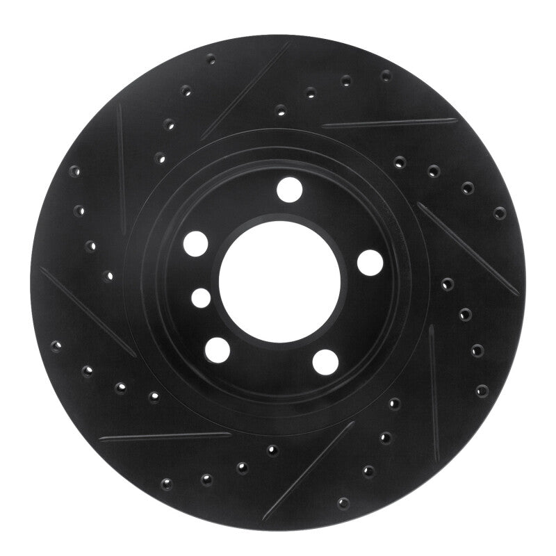 R1 11-16 Mini Cooper Paceman Front Right Drilled & Slotted Black Brake Rotor