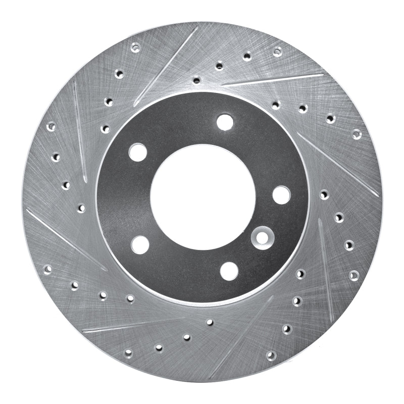 R1 86-89 Jaguar XJ12 Front Left Drilled & Slotted Silver Brake Rotor