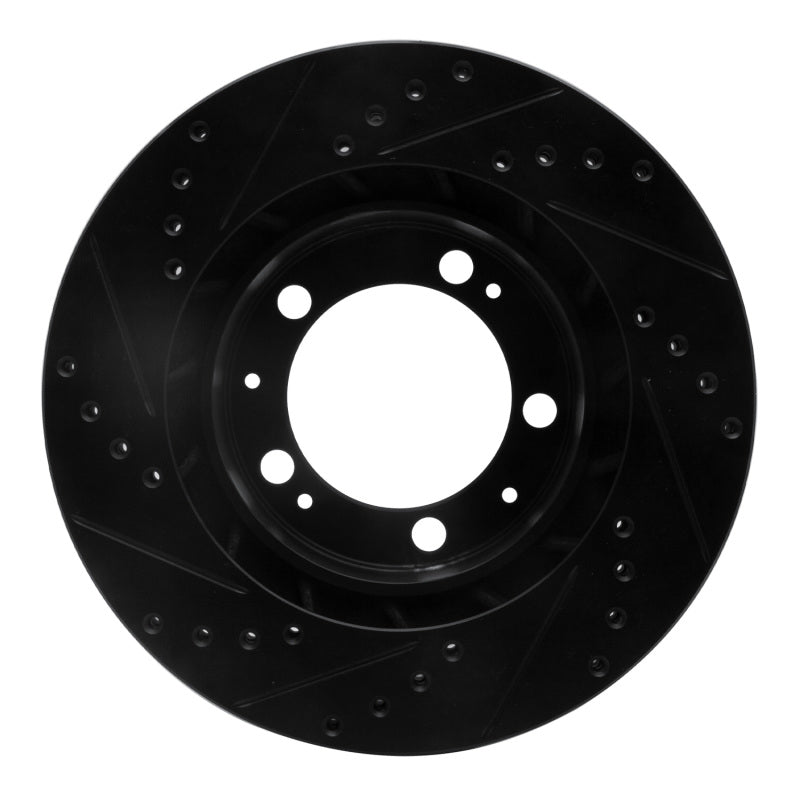 R1 86-91 Porsche 944 Except Turbo Left Front Drilled & Slotted Black Brake Rotor