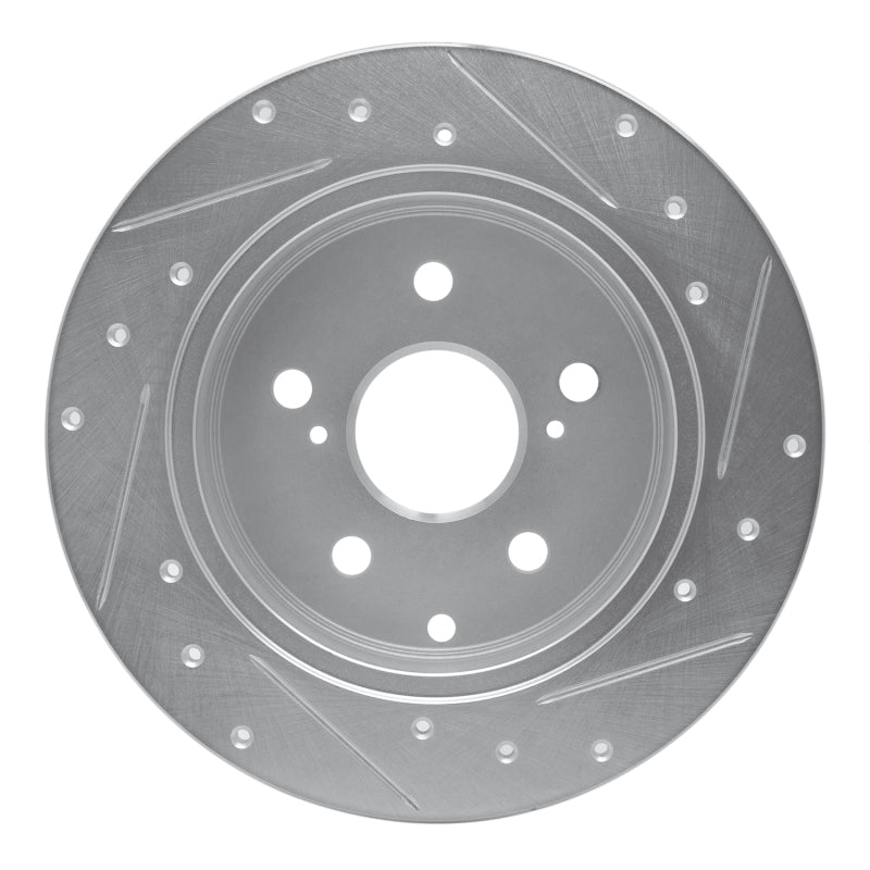 R1 06-18 Lexus HS250H Rear Left Drilled & Slotted Silver Brake Rotor