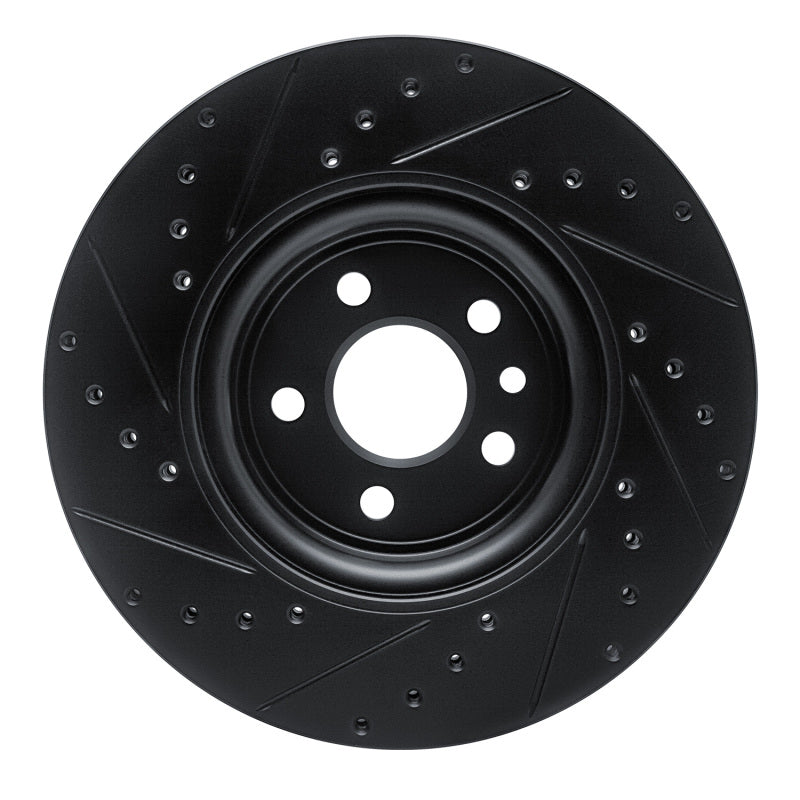 R1 17-19 Jaguar F-Pace Front Right Drilled & Slotted Black Brake Rotor