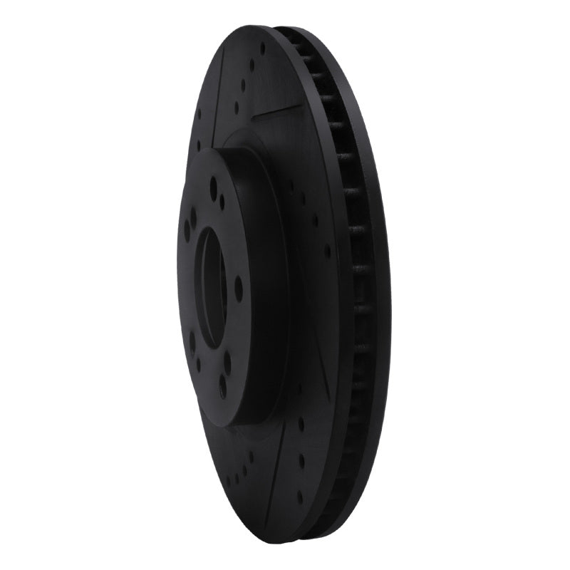 R1 04-11 Mitsubishi Grandis (Mexico) Front Left Drilled & Slotted Black Brake Rotor
