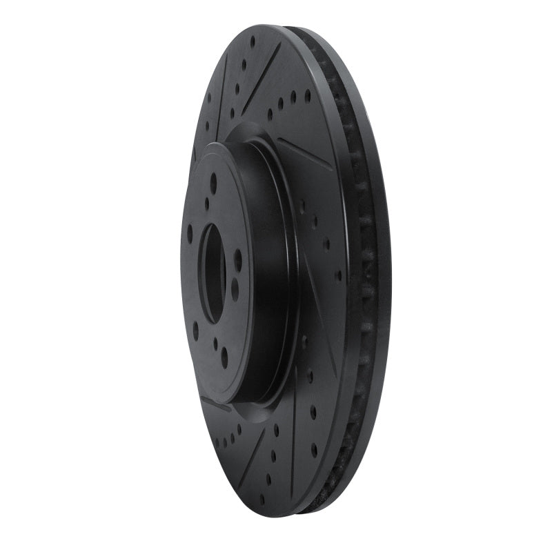 R1 2013-2025 Acura Integra Front Left Drilled & Slotted Black Brake Rotor
