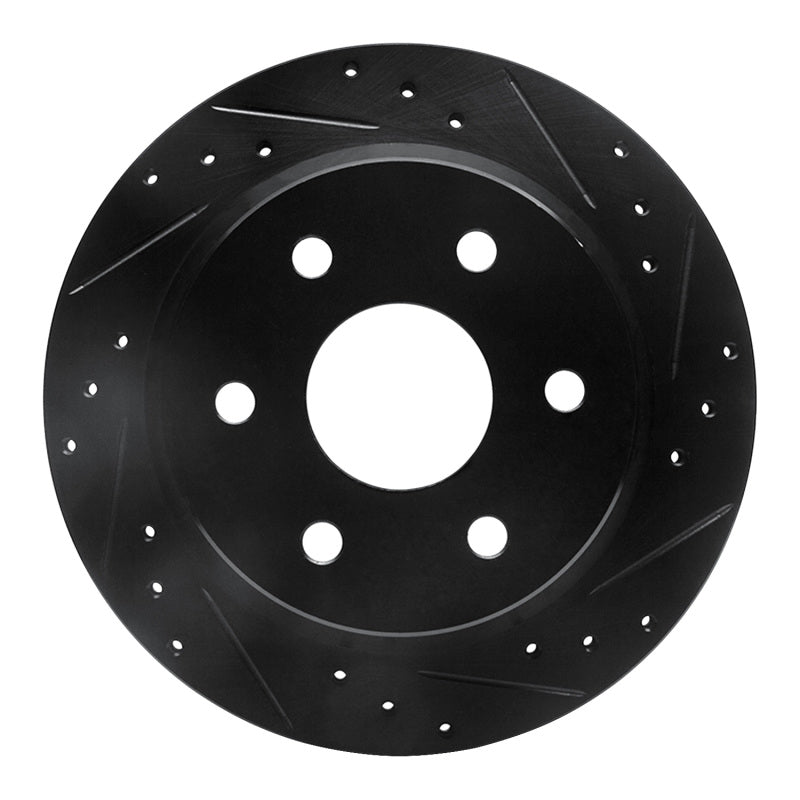 R1 99-07 Chevrolet Suburban 1500 Rear Right Drilled & Slotted Black Brake Rotor