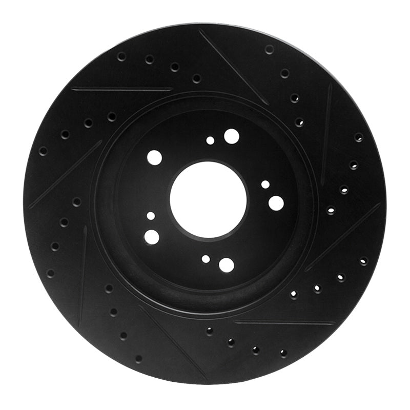 R1 07-16 Acura RDX Front Left Drilled & Slotted Black Brake Rotor