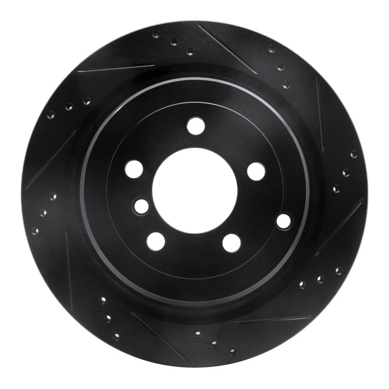 R1 06-12 Land Rover Range Rover Rear Right Drilled & Slotted Black Brake Rotor
