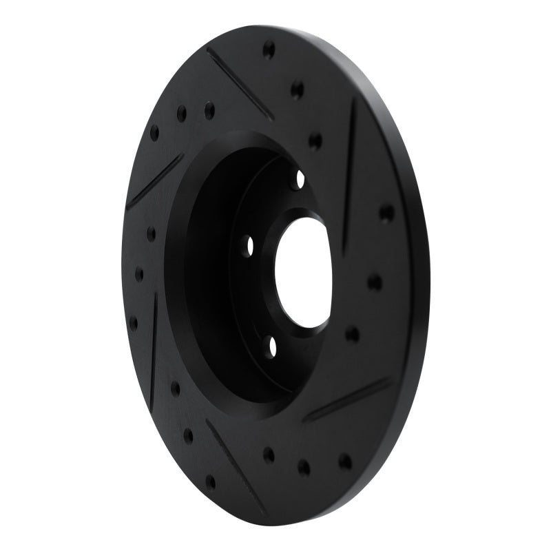 R1 84-87 Pontiac Fiero Rear Left Drilled & Slotted Black Brake Rotor