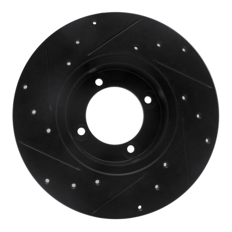 R1 70-73 Nissan 240Z Front Right Drilled & Slotted Black Brake Rotor