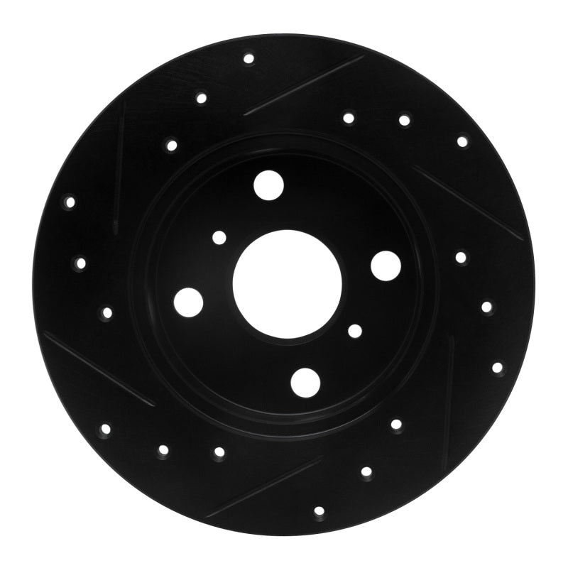 R1 85-86 Toyota MR2 Rear Right Drilled & Slotted Black Brake Rotor