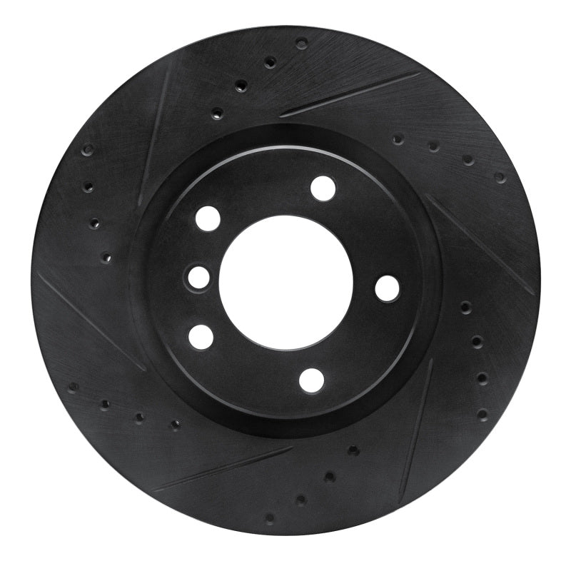 R1 95-99 BMW M3 E36 Right Front Drilled & Slotted Black Brake Rotor