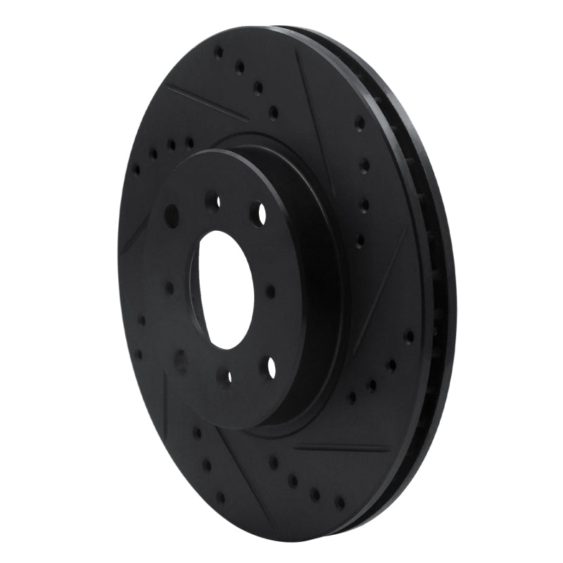 R1 92-96 Honda Prelude Front Right Drilled & Slotted Black Brake Rotor