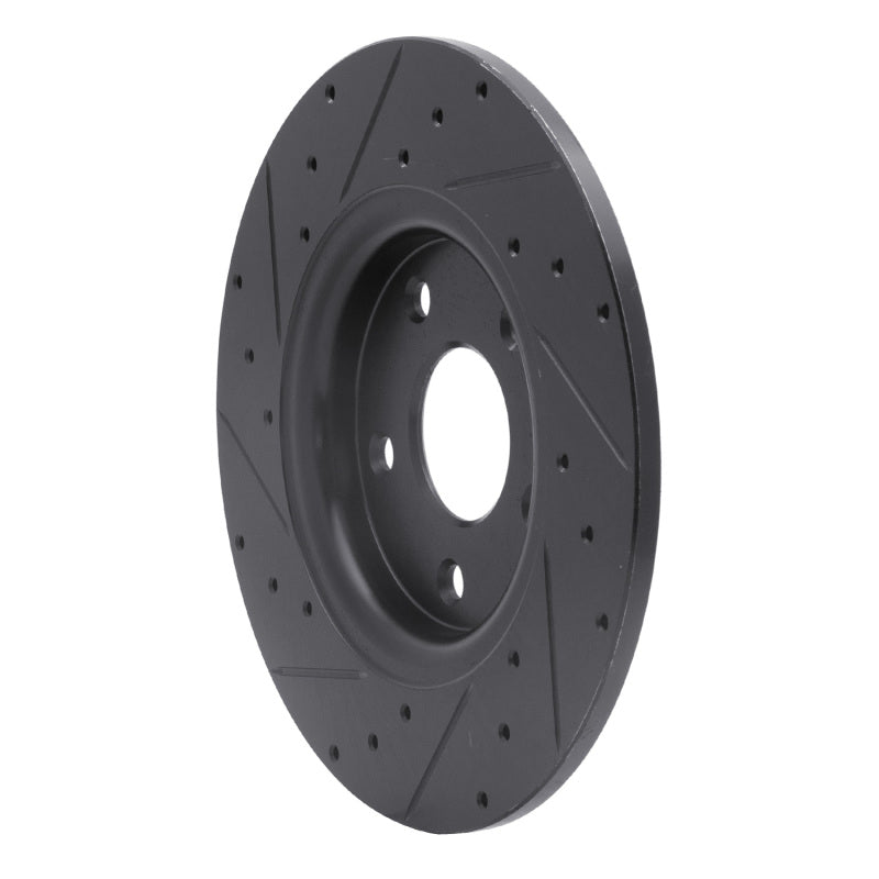 R1 12-20 Chrysler Town & Country Rear Right Drilled & Slotted Black Brake Rotor