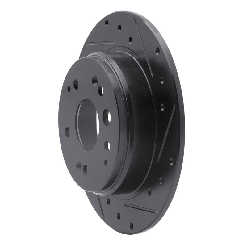 R1 99-11 Acura TL Rear Right Drilled & Slotted Black Brake Rotor