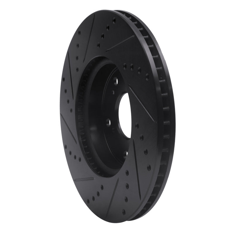 R1 13-22 Honda Accord Coupe Front Right Drilled & Slotted Black Brake Rotor