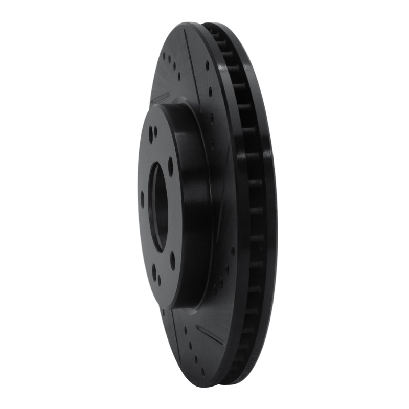 R1 00-24 Chrysler SEBRING Front Right Drilled & Slotted Black Brake Rotor