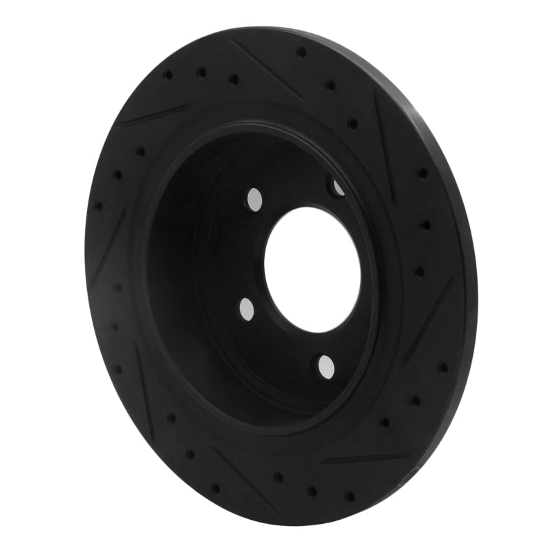 R1 04-08 Chrysler Pacifica Rear Left Drilled & Slotted Black Brake Rotor