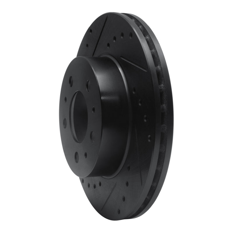 R1 95-97 Ford Crown Victoria Front Left Drilled & Slotted Black Brake Rotor