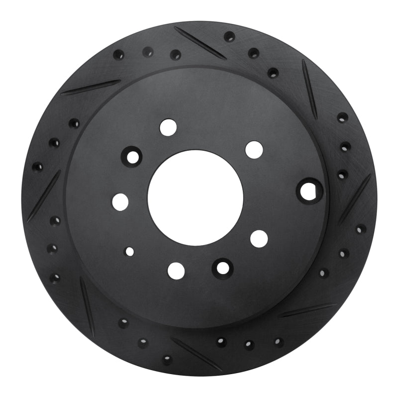 R1 92-06 Mazda 929 Rear Right Drilled & Slotted Black Brake Rotor
