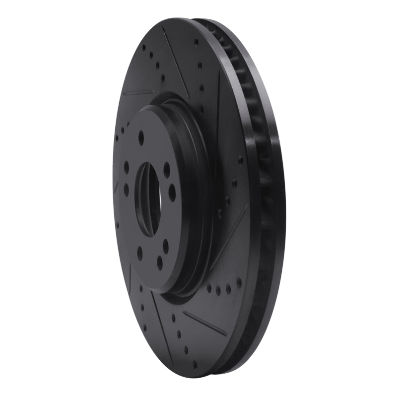 R1 94-02 Mercedes-Benz SL600 Left Front Drilled & Slotted Black Brake Rotor