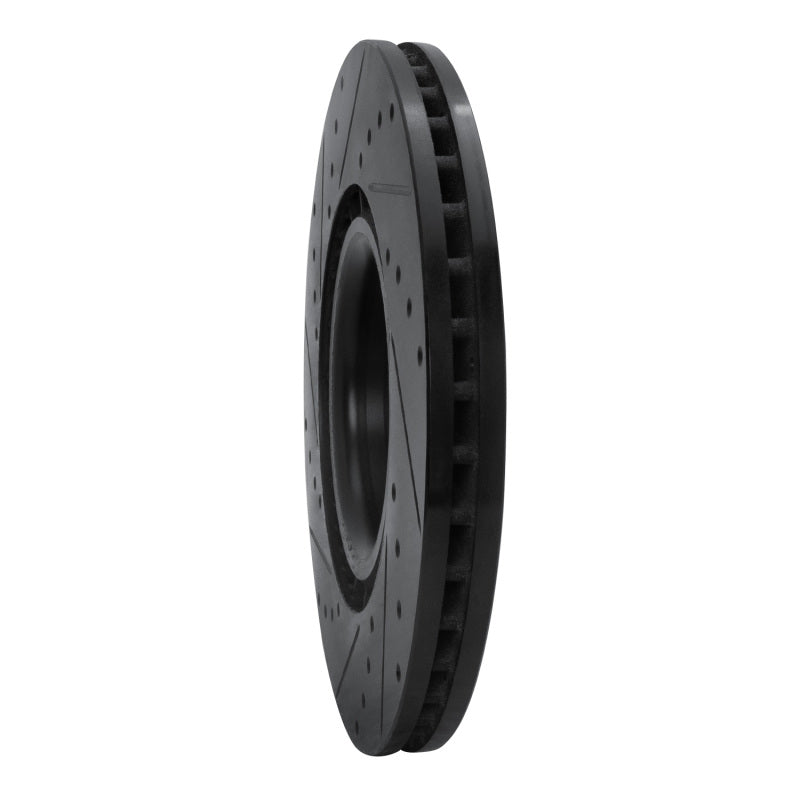 R1 08-11 Saab 9-3 Front Right Drilled & Slotted Black Brake Rotor