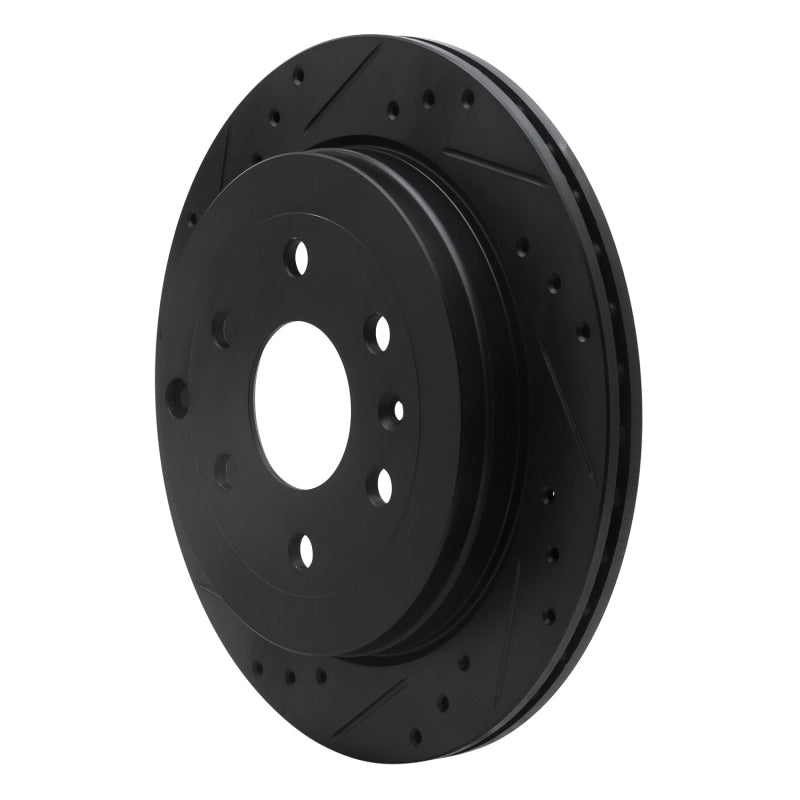 R1 07-17 Buick Enclave Rear Left Drilled & Slotted Black Brake Rotor