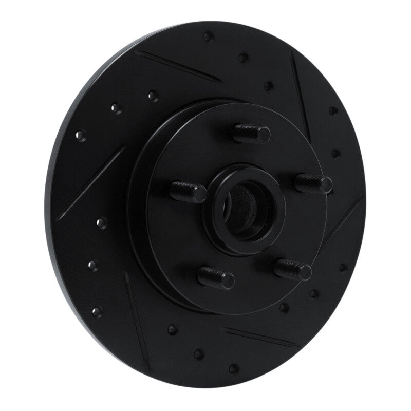 R1 84-87 Pontiac Fiero Front Right Drilled & Slotted Black Brake Rotor