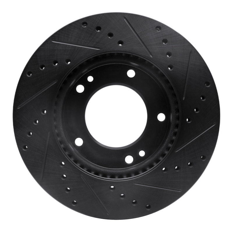 R1 2007-2009 Kia Sorento Front Left Drilled & Slotted Black Brake Rotor